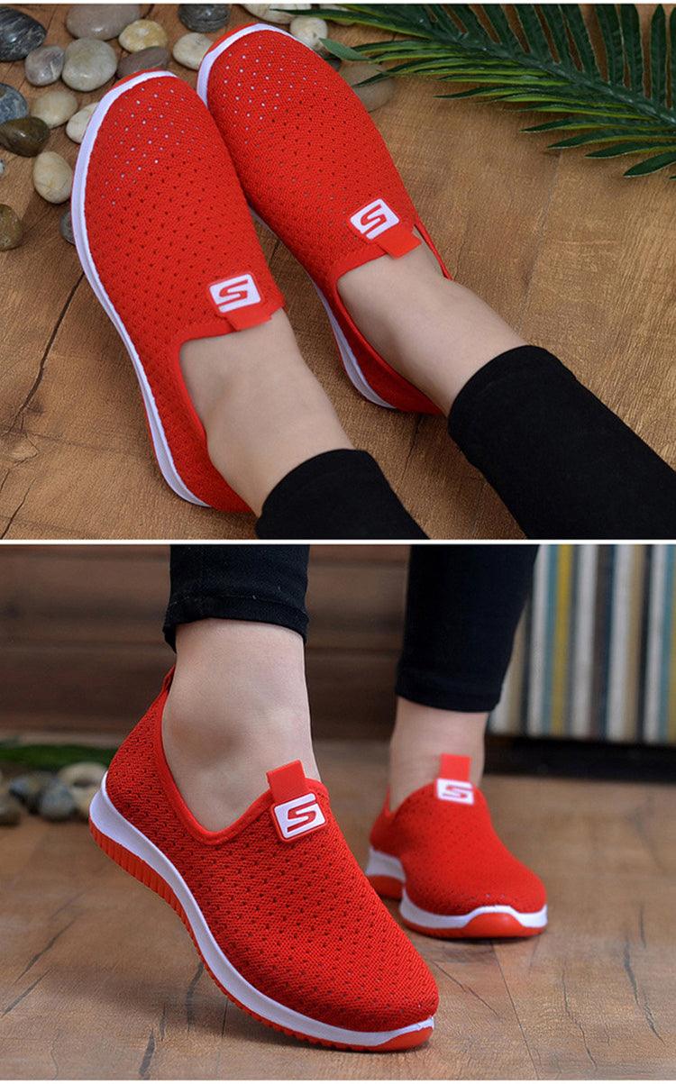 Baskets Espadrilles pour femmes Chaussures d'été en maille respirante pour femmes Chaussures de marche solides antidérapantes Chaussures décontractées Filles Tennis Baskets à enfiler Légères Confortables Baskets décontractées en maille