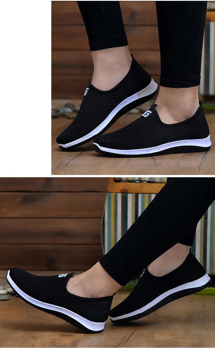Baskets Espadrilles pour femmes Chaussures d'été en maille respirante pour femmes Chaussures de marche solides antidérapantes Chaussures décontractées Filles Tennis Baskets à enfiler Légères Confortables Baskets décontractées en maille