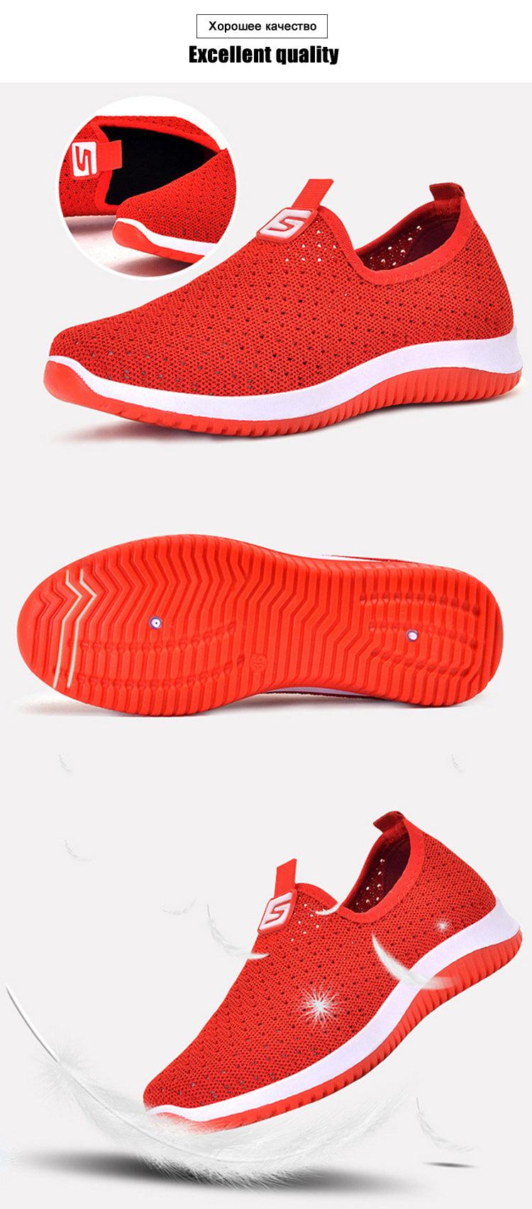 Baskets Espadrilles pour femmes Chaussures d'été en maille respirante pour femmes Chaussures de marche solides antidérapantes Chaussures décontractées Filles Tennis Baskets à enfiler Légères Confortables Baskets décontractées en maille