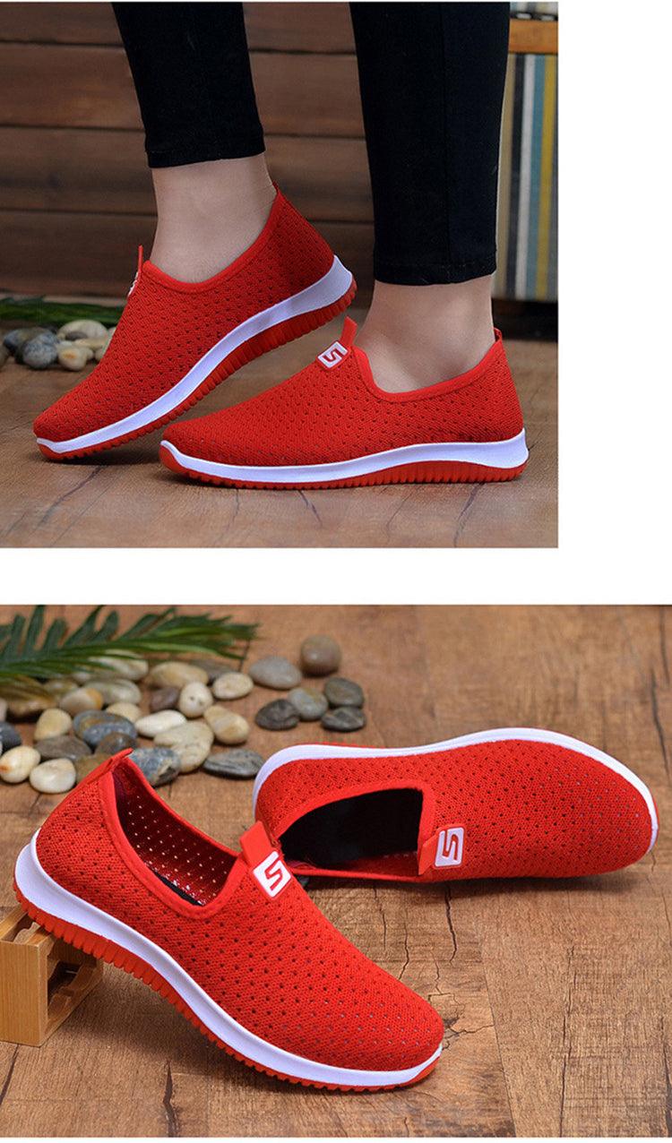 Baskets Espadrilles pour femmes Chaussures d'été en maille respirante pour femmes Chaussures de marche solides antidérapantes Chaussures décontractées Filles Tennis Baskets à enfiler Légères Confortables Baskets décontractées en maille