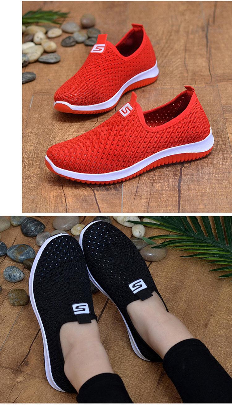 Baskets Espadrilles pour femmes Chaussures d'été en maille respirante pour femmes Chaussures de marche solides antidérapantes Chaussures décontractées Filles Tennis Baskets à enfiler Légères Confortables Baskets décontractées en maille