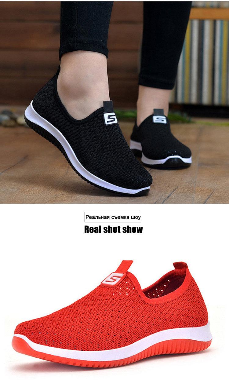 Baskets Espadrilles pour femmes Chaussures d'été en maille respirante pour femmes Chaussures de marche solides antidérapantes Chaussures décontractées Filles Tennis Baskets à enfiler Légères Confortables Baskets décontractées en maille