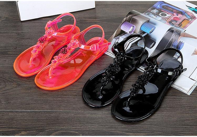 Sandales pour femmes Tongs Nouvelle Mode d'Été Plage Fleur Respirantes Antidérapantes Claquettes Plates Sandales Plates Décontractées pour Femmes Tongs Sandales Habillées à Lanières en T pour l'Été