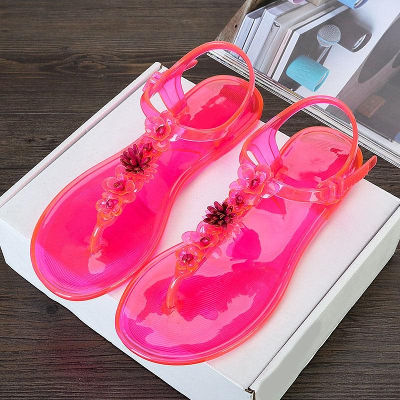 Sandales pour femmes Tongs Nouvelle Mode d'Été Plage Fleur Respirantes Antidérapantes Claquettes Plates Sandales Plates Décontractées pour Femmes Tongs Sandales Habillées à Lanières en T pour l'Été