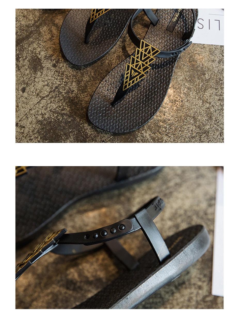 Sandales Femme Tongs d'Été Plates Femme Sandales de Plage Plates Sandales Entre-doigts Sandales T-bar Plates Décontractées d'Été de Plage Sabot Sandale