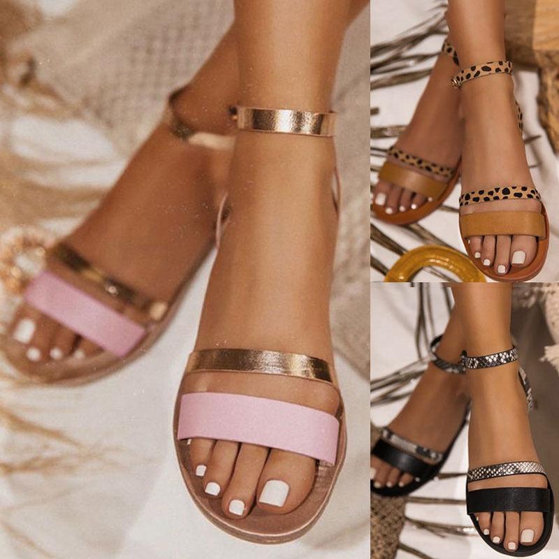 Sandales pour femmes d'été creuses Chaussures plates de plage à bout ouvert Chaussures plates pour dames Sandales plates à lanières Sandale décontractée réglable avec bride arrière à bout ouvert Sandales élégantes