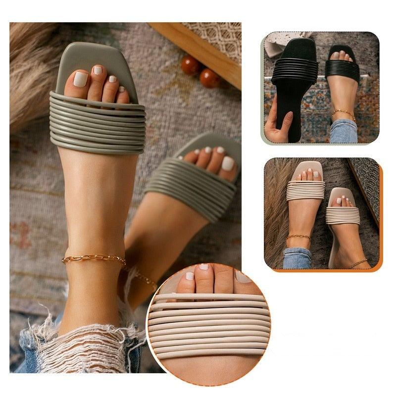 Sandales pour femmes d'été creuses Chaussures plates de plage à bout ouvert Chaussures plates pour dames Sandales plates à lanières Sandale décontractée réglable avec bride arrière à bout ouvert Sandales élégantes