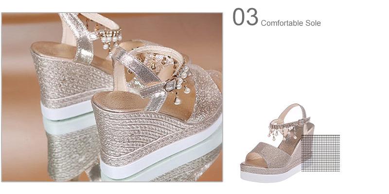Sandales pour femmes Sandales d'été compensées à bride à boucle et bout ouvert, semelle épaisse, sandales espadrilles modernes, à lanières croisées et bride arrière, chaussures d'été à bout ouvert