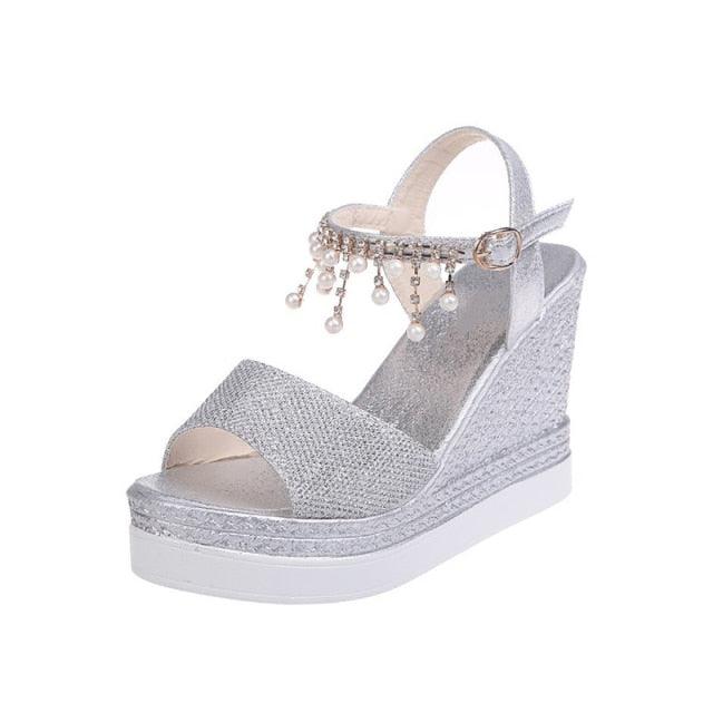 Sandales pour femmes Sandales d'été compensées à bride à boucle et bout ouvert, semelle épaisse, sandales espadrilles modernes, à lanières croisées et bride arrière, chaussures d'été à bout ouvert
