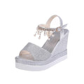 Sandales pour femmes Sandales d'été compensées à bride à boucle et bout ouvert, semelle épaisse, sandales espadrilles modernes, à lanières croisées et bride arrière, chaussures d'été à bout ouvert