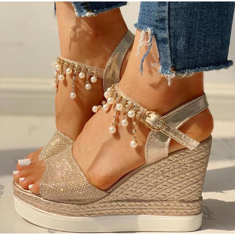 Sandales pour femmes Sandales d'été compensées à bride à boucle et bout ouvert, semelle épaisse, sandales espadrilles modernes, à lanières croisées et bride arrière, chaussures d'été à bout ouvert