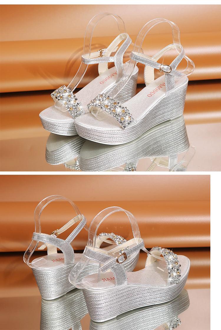 Sandales pour femmes Sandales d'été compensées à bride à boucle et bout ouvert, semelle épaisse, sandales espadrilles modernes, à lanières croisées et bride arrière, chaussures d'été à bout ouvert