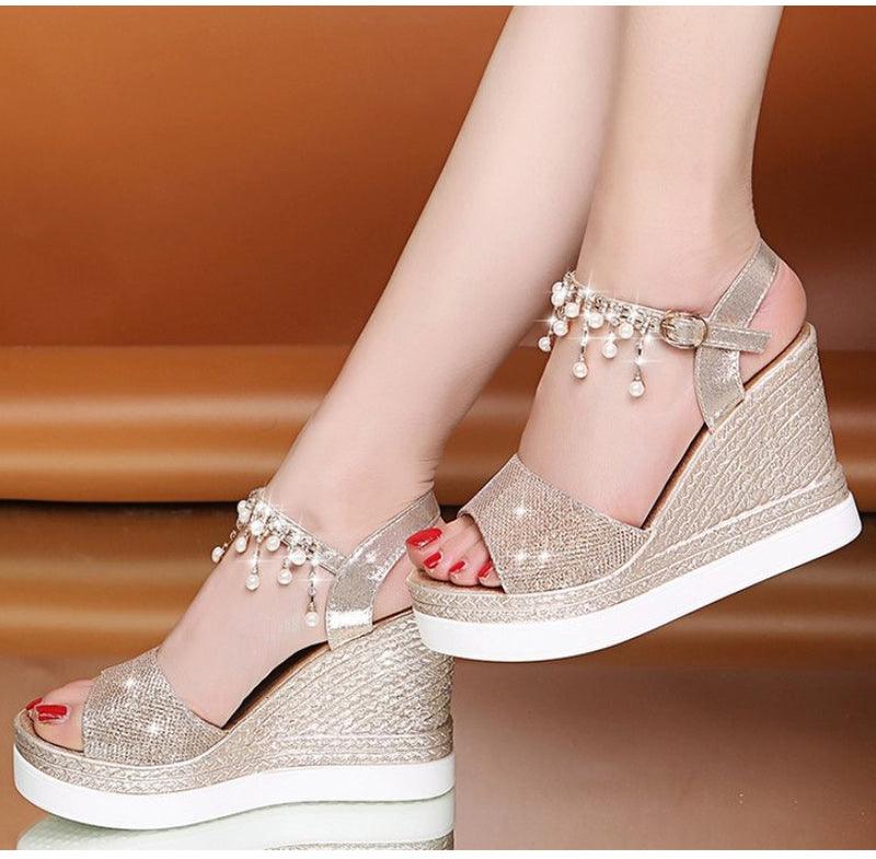 Sandales pour femmes Sandales d'été compensées à bride à boucle et bout ouvert, semelle épaisse, sandales espadrilles modernes, à lanières croisées et bride arrière, chaussures d'été à bout ouvert