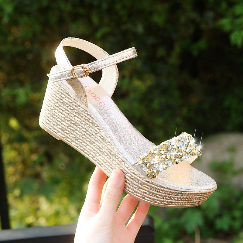 Sandales pour femmes Sandales d'été compensées à bride à boucle et bout ouvert, semelle épaisse, sandales espadrilles modernes, à lanières croisées et bride arrière, chaussures d'été à bout ouvert
