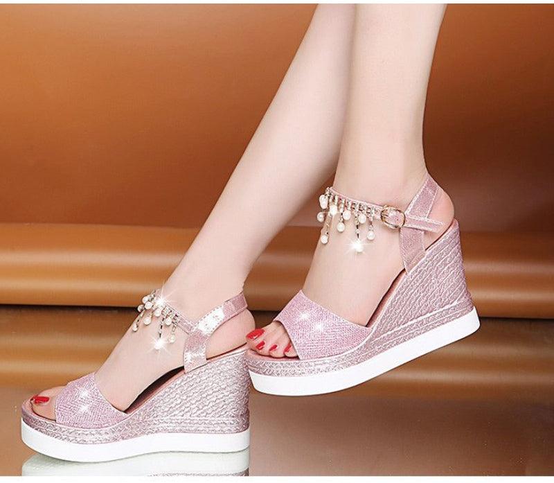 Sandales pour femmes Sandales d'été compensées à bride à boucle et bout ouvert, semelle épaisse, sandales espadrilles modernes, à lanières croisées et bride arrière, chaussures d'été à bout ouvert