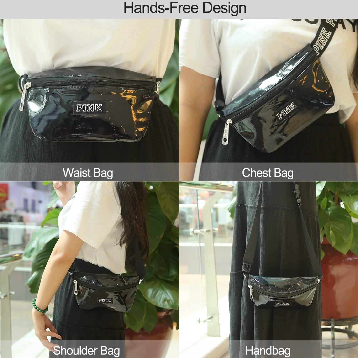 Sac banane en cuir brillant pour femme