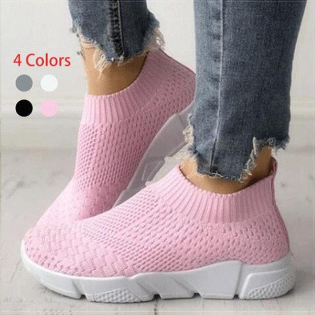 Baskets Blanches à Enfiler pour Femme Chaussures Vulcanisées Super Légères Chaussures de Marche Décontractées Respirantes pour Femme Chaussures de Course Légères Baskets de Sport en Maille Espadrilles Décontractées d'Entraînement