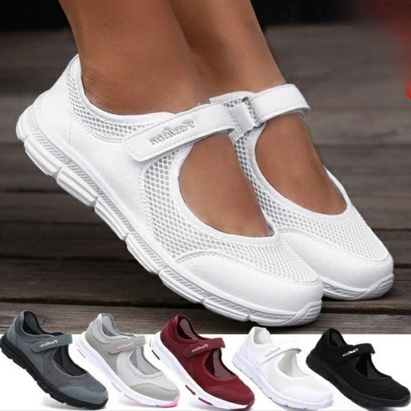Baskets pour femmes Espadrilles Mode Respirant Maille Chaussures décontractées Chaussures plates Chaussures de travail pour femmes Respirant Maille Chaussures à enfiler pour femmes Maille Course Sport Décontracté Design