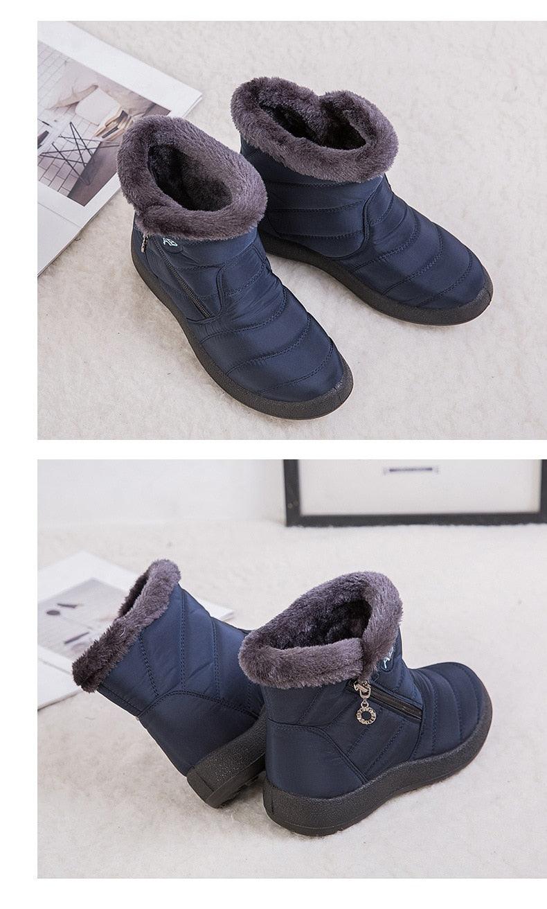 Bottes de Neige pour Femmes, Chaudes, Courtes, en Peluche, Bottines d'Hiver Confortables, à Fermeture Éclair, Chaussures Chaudes Antidérapantes, Doublées Fourrure, Courtes, Imperméables, Faciles à Enfiler, Légères pour l'Extérieur
