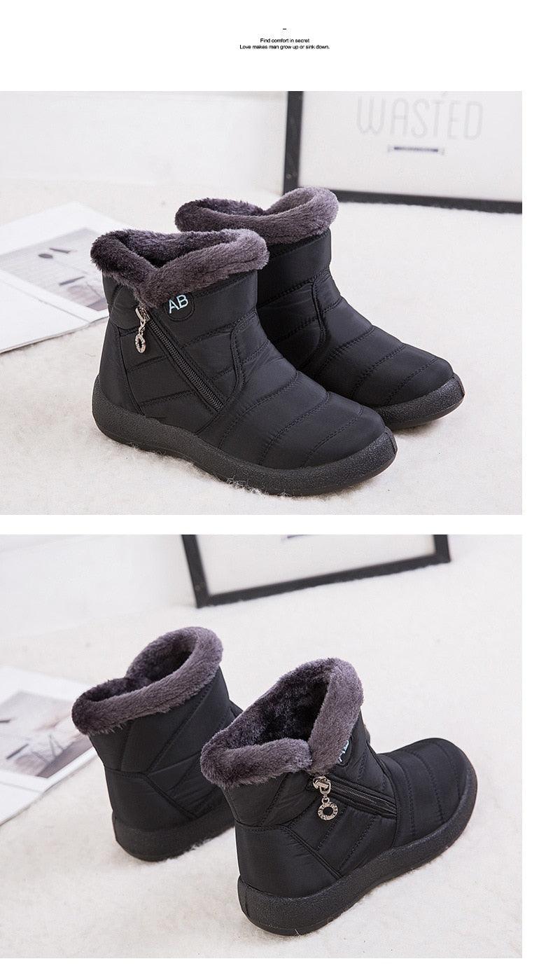 Bottes de Neige pour Femmes, Chaudes, Courtes, en Peluche, Bottines d'Hiver Confortables, à Fermeture Éclair, Chaussures Chaudes Antidérapantes, Doublées Fourrure, Courtes, Imperméables, Faciles à Enfiler, Légères pour l'Extérieur