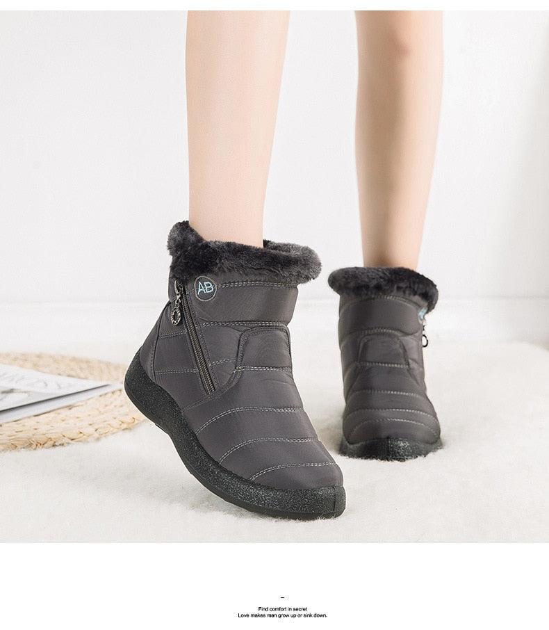 Bottes de Neige pour Femmes, Chaudes, Courtes, en Peluche, Bottines d'Hiver Confortables, à Fermeture Éclair, Chaussures Chaudes Antidérapantes, Doublées Fourrure, Courtes, Imperméables, Faciles à Enfiler, Légères pour l'Extérieur