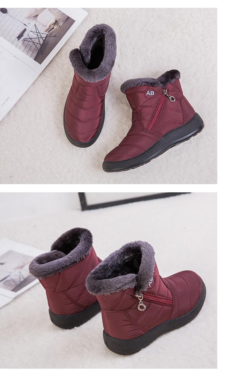 Bottes de Neige pour Femmes, Chaudes, Courtes, en Peluche, Bottines d'Hiver Confortables, à Fermeture Éclair, Chaussures Chaudes Antidérapantes, Doublées Fourrure, Courtes, Imperméables, Faciles à Enfiler, Légères pour l'Extérieur