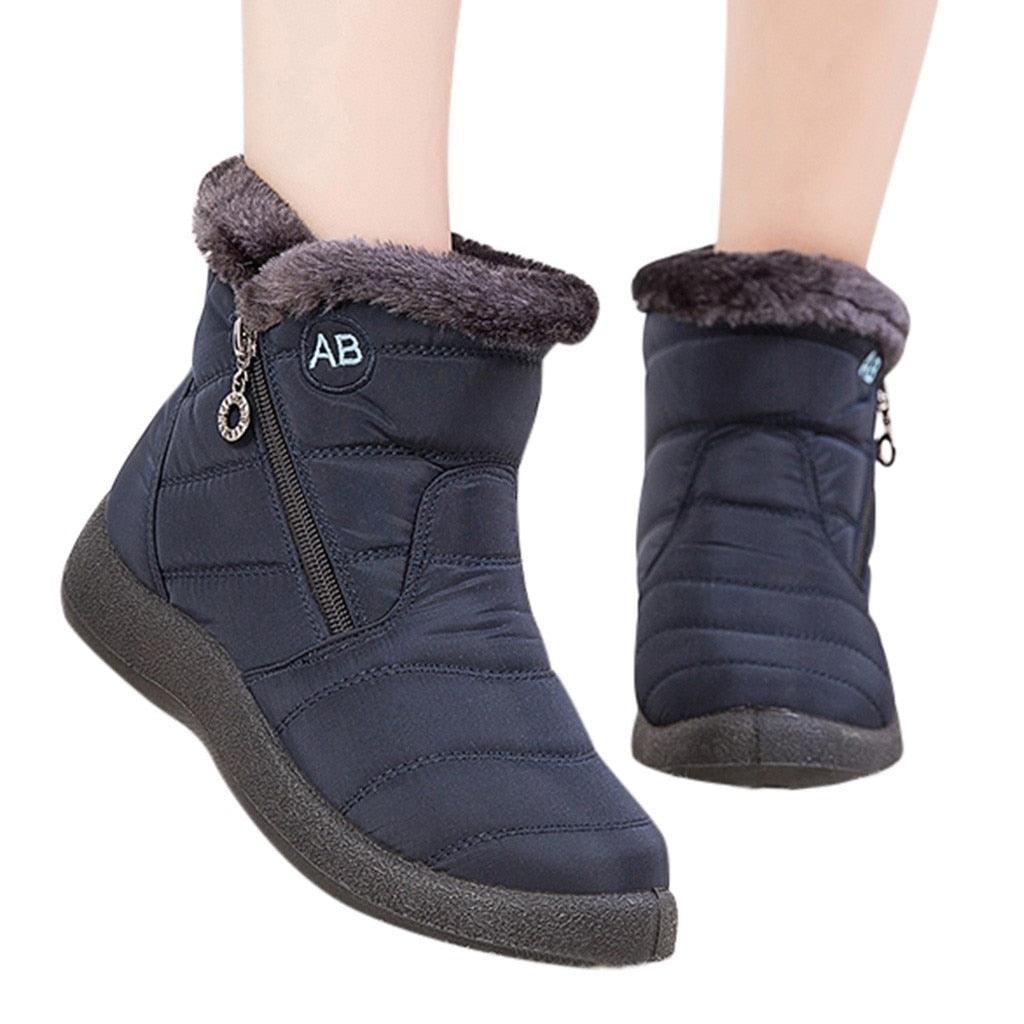 Bottes de Neige pour Femmes, Chaudes, Courtes, en Peluche, Bottines d'Hiver Confortables, à Fermeture Éclair, Chaussures Chaudes Antidérapantes, Doublées Fourrure, Courtes, Imperméables, Faciles à Enfiler, Légères pour l'Extérieur