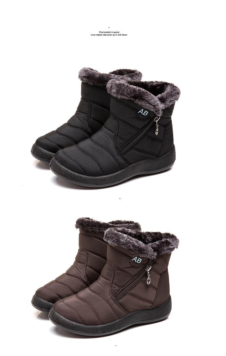 Bottes de Neige pour Femmes, Chaudes, Courtes, en Peluche, Bottines d'Hiver Confortables, à Fermeture Éclair, Chaussures Chaudes Antidérapantes, Doublées Fourrure, Courtes, Imperméables, Faciles à Enfiler, Légères pour l'Extérieur