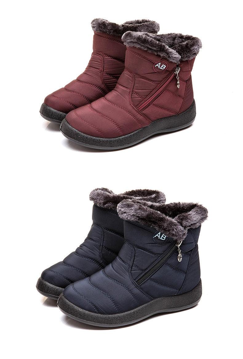 Bottes de Neige pour Femmes, Chaudes, Courtes, en Peluche, Bottines d'Hiver Confortables, à Fermeture Éclair, Chaussures Chaudes Antidérapantes, Doublées Fourrure, Courtes, Imperméables, Faciles à Enfiler, Légères pour l'Extérieur