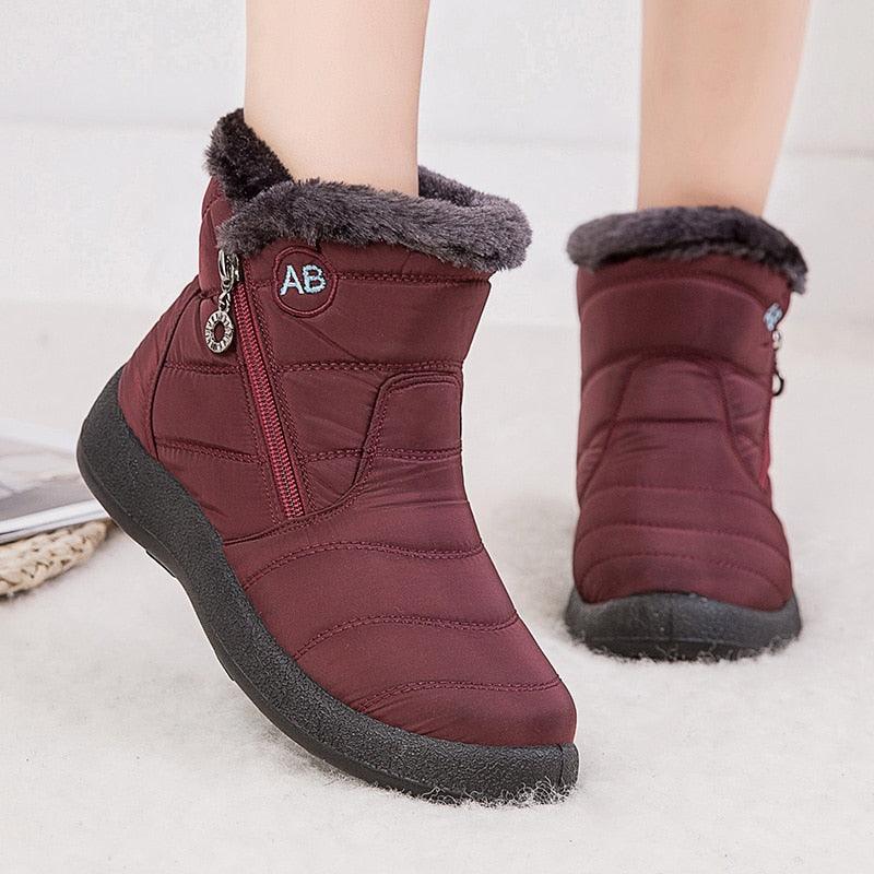 Bottes de Neige pour Femmes, Chaudes, Courtes, en Peluche, Bottines d'Hiver Confortables, à Fermeture Éclair, Chaussures Chaudes Antidérapantes, Doublées Fourrure, Courtes, Imperméables, Faciles à Enfiler, Légères pour l'Extérieur