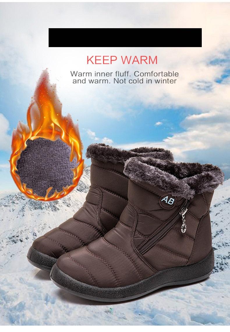 Bottes de Neige pour Femmes, Chaudes, Courtes, en Peluche, Bottines d'Hiver Confortables, à Fermeture Éclair, Chaussures Chaudes Antidérapantes, Doublées Fourrure, Courtes, Imperméables, Faciles à Enfiler, Légères pour l'Extérieur