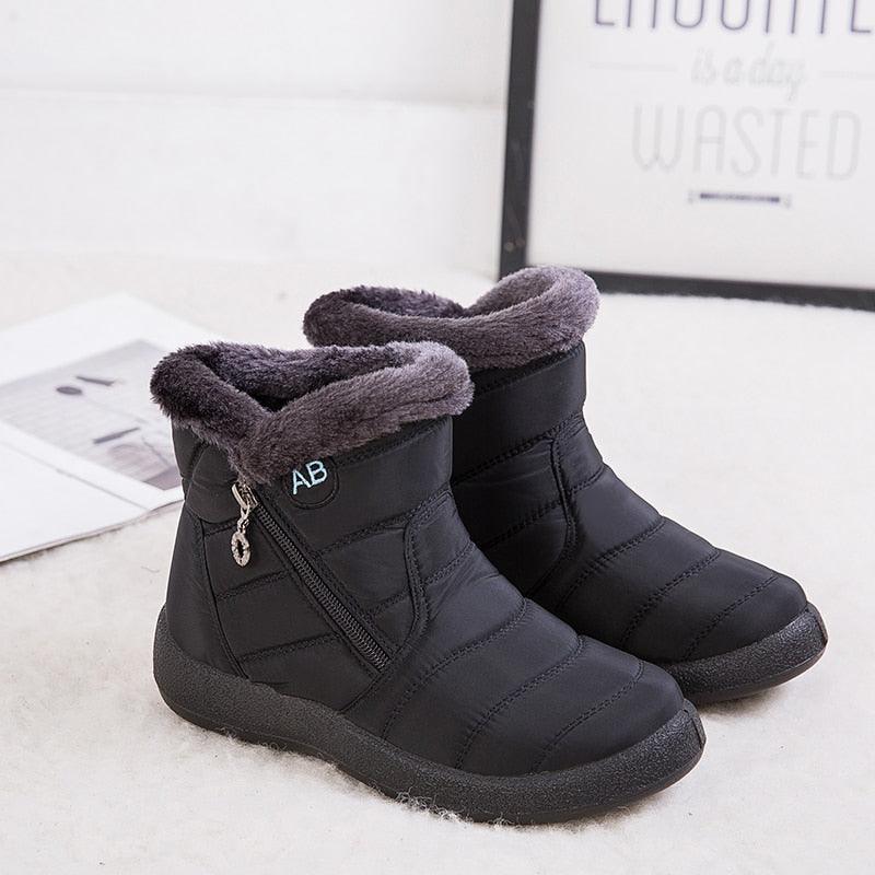 Bottes de Neige pour Femmes, Chaudes, Courtes, en Peluche, Bottines d'Hiver Confortables, à Fermeture Éclair, Chaussures Chaudes Antidérapantes, Doublées Fourrure, Courtes, Imperméables, Faciles à Enfiler, Légères pour l'Extérieur