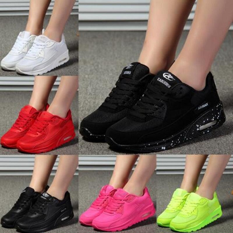 Baskets à plateforme souples pour femmes, vertes, noires, roses, respirantes, à coussin d'air, décontractées, sportives, pour femmes, mode, légères, tennis, sport, marche, athlétiques, chaussures décontractées, baskets