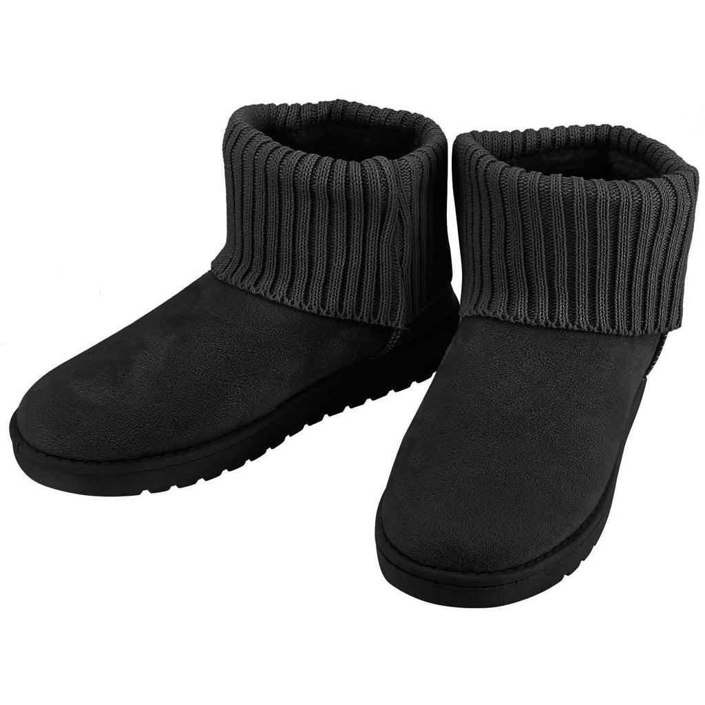 Bottes de neige mi-mollet en daim pour femme avec semelle en caoutchouc antidérapante