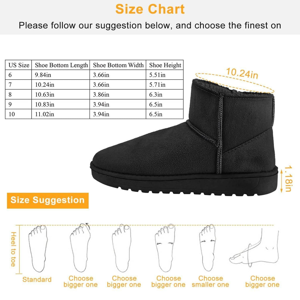 Bottes de neige mi-mollet en daim pour femme avec semelle en caoutchouc antidérapante