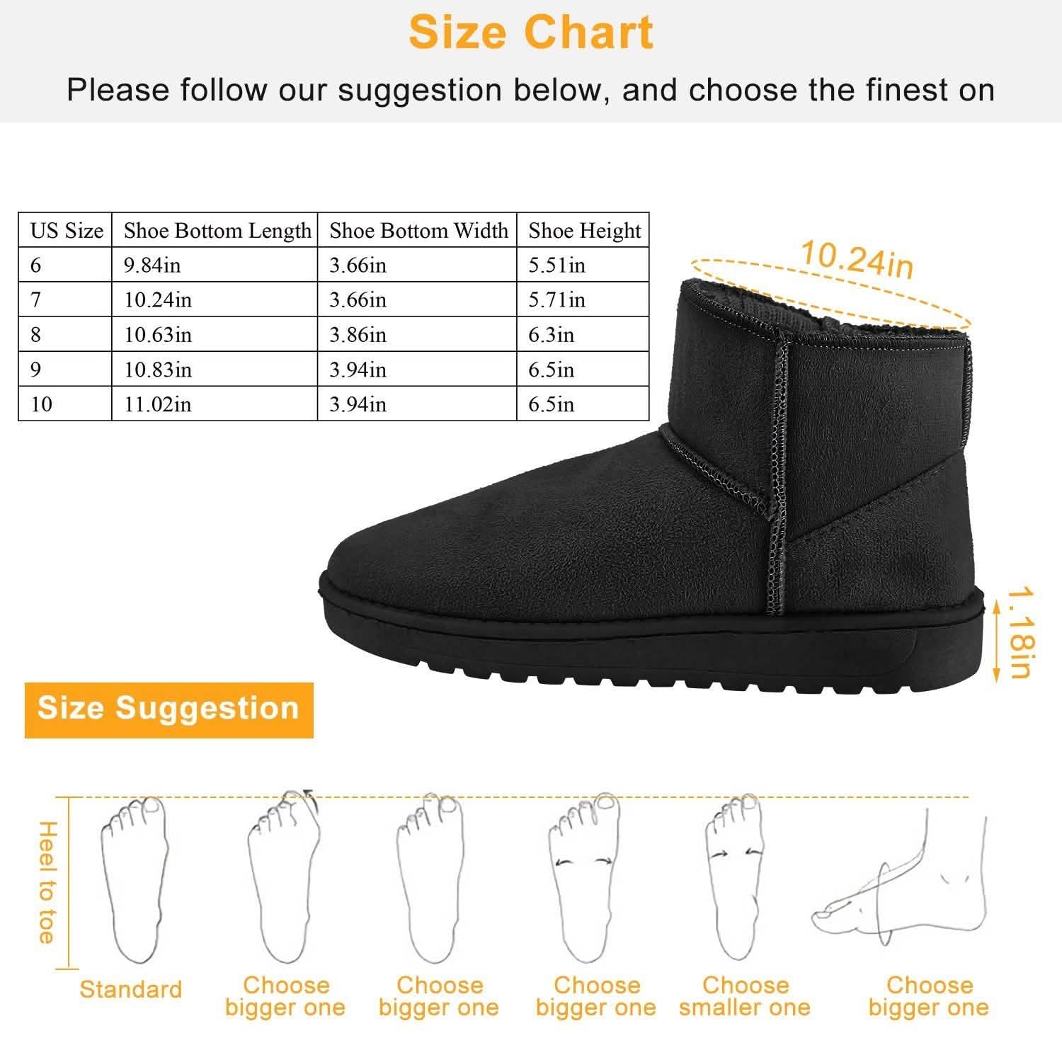 Bottes de neige mi-mollet en daim pour femme avec semelle en caoutchouc antidérapante