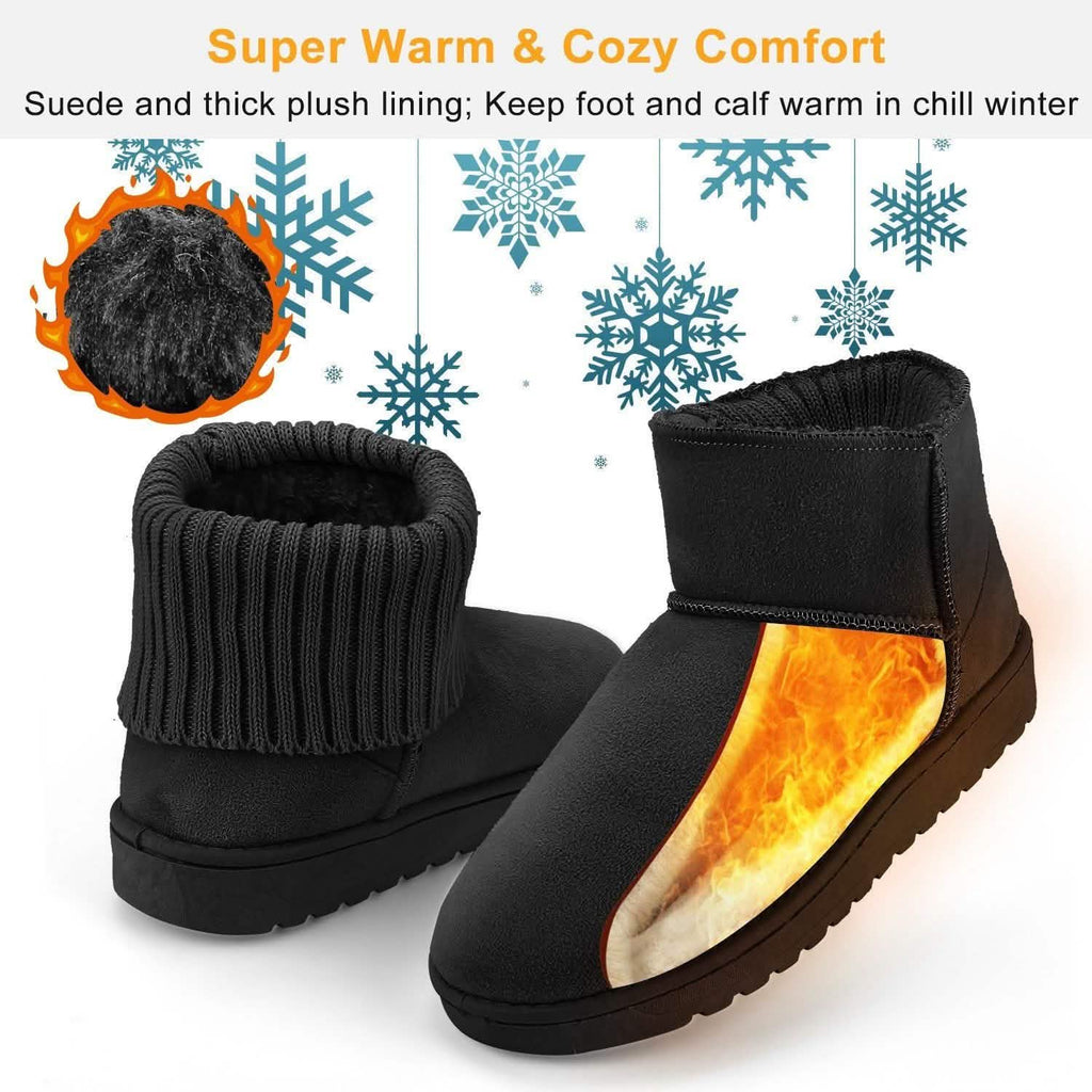 Bottes de neige mi-mollet en daim pour femme avec semelle en caoutchouc antidérapante