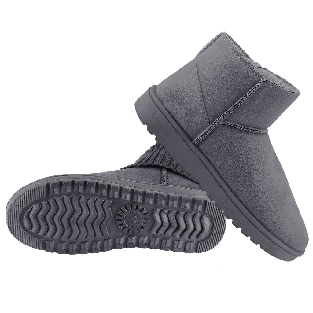 Bottes de neige mi-mollet en daim pour femme avec semelle en caoutchouc antidérapante