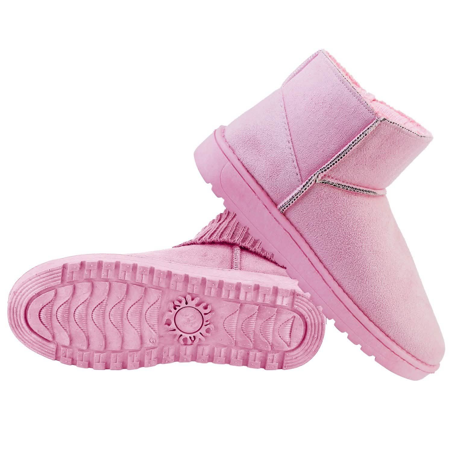 Bottes de neige mi-mollet en daim pour femme avec semelle en caoutchouc antidérapante