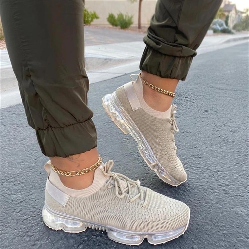 Baskets Tendance pour Femmes - Coussinets et Lacets - Chaussures de Sport Légères et Respirantes pour la Course à Pied, l'Entraînement en Extérieur - Idéales Printemps/Été pour Couples