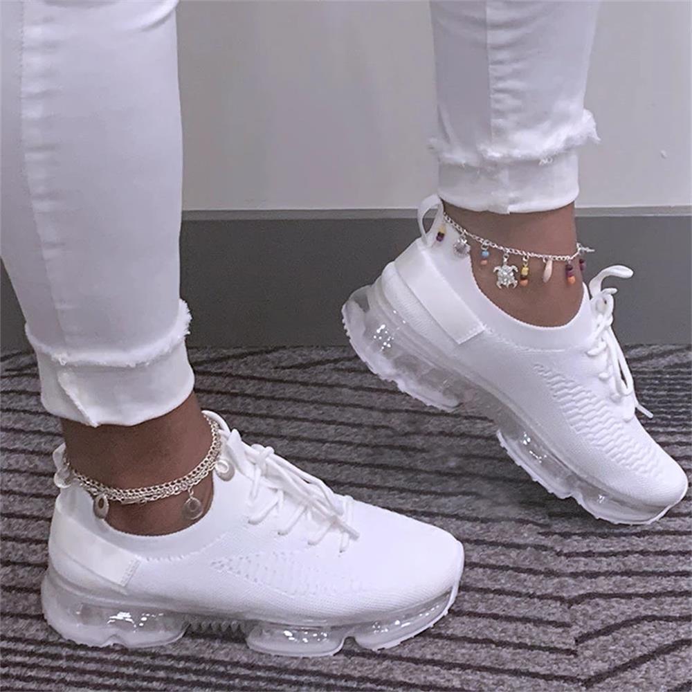 Baskets Tendance pour Femmes - Coussinets et Lacets - Chaussures de Sport Légères et Respirantes pour la Course à Pied, l'Entraînement en Extérieur - Idéales Printemps/Été pour Couples