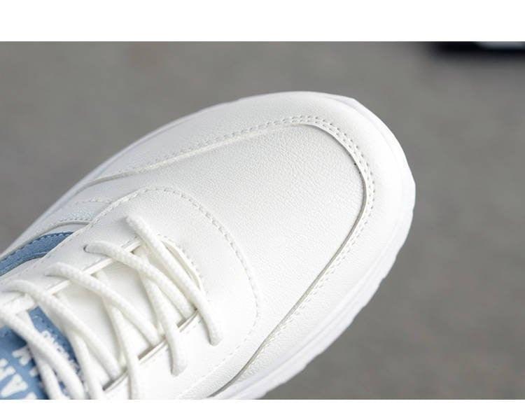 Baskets en cuir blanc pour femmes, chaussures plates confortables et respirantes, baskets à plateforme basses à lacets, classiques et confortables pour jeunes filles