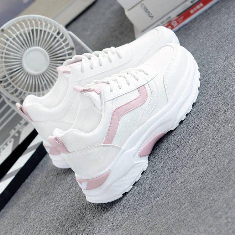 Baskets en cuir blanc pour femmes, chaussures plates confortables et respirantes, baskets à plateforme basses à lacets, classiques et confortables pour jeunes filles