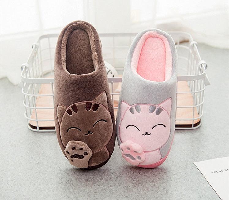 Chaussons d'hiver pour femmes, chaussures de chat, chaussons d'intérieur doux et chauds pour couples, chaussons de chambre ultra doux et légers, semelle en caoutchouc imperméable pour intérieur et extérieur pour femmes