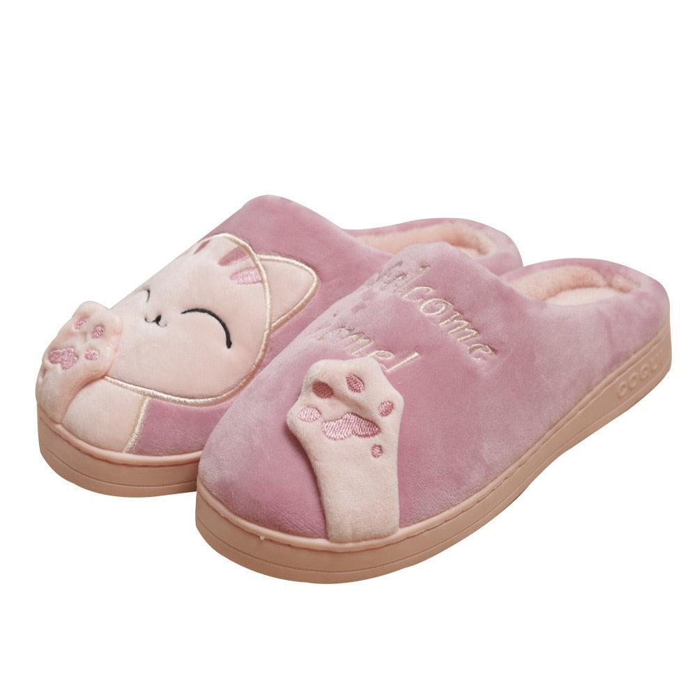 Chaussons d'hiver pour femmes, chaussures de chat, chaussons d'intérieur doux et chauds pour couples, chaussons de chambre ultra doux et légers, semelle en caoutchouc imperméable pour intérieur et extérieur pour femmes