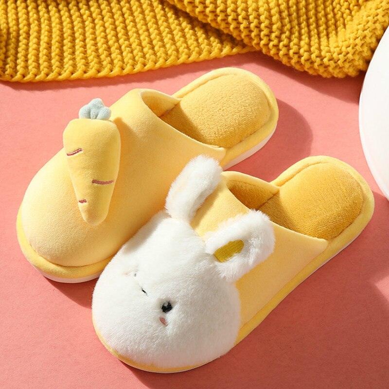 Femmes Hiver Maison Fourrure Chaussons Chaud Coton Lapin Chaussures Intérieur Chambre Femmes Hommes Claquettes Fourrure Coton Pantoufles Maison Doux Polaire Peluche Maison Chaud Confortable Pantoufles