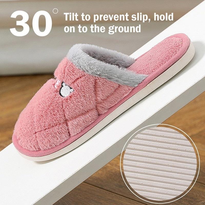 Chaussons d'hiver chauds en fourrure pour femmes, chaussons de maison pour hommes, talons plats confortables, pantoufles d'intérieur chaudes et douces en polaire, pantoufles à mémoire de forme, chaussures de chambre d'hiver