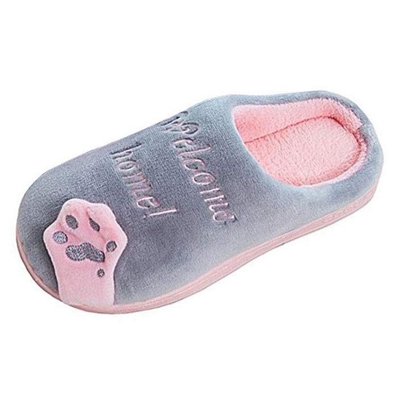 Chaussons d'hiver chauds pour femmes, chaussures de couple en peluche motif chat, chaussures plates douces d'intérieur, confortables, en mousse à mémoire de forme, chaussons chauds à enfiler pour la maison
