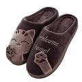 Chaussons d'hiver chauds pour femmes, chaussures de couple en peluche motif chat, chaussures plates douces d'intérieur, confortables, en mousse à mémoire de forme, chaussons chauds à enfiler pour la maison