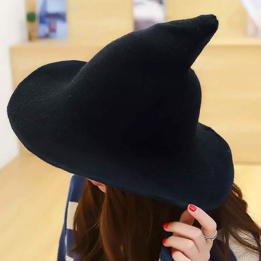 Chapeau de sorcière tricoté en laine chaud pour femme pour l'hiver